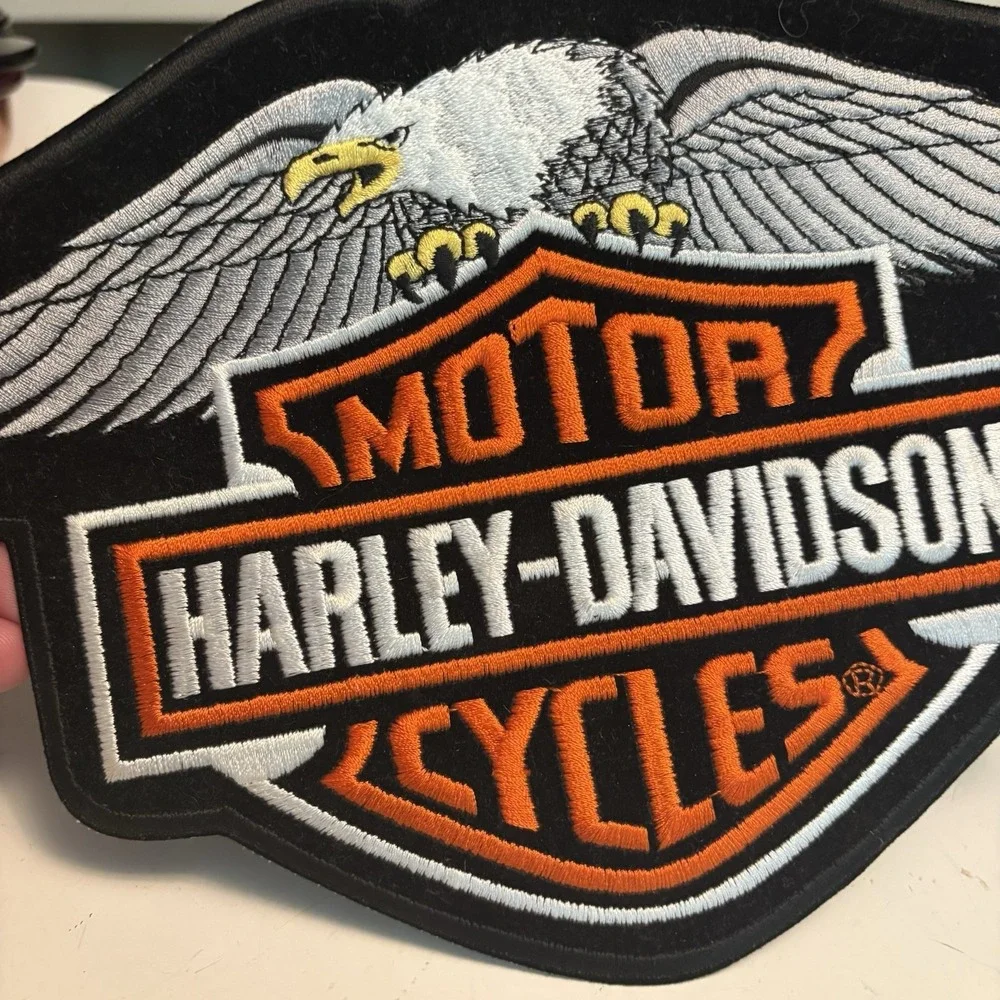 PAIR Harley Davidson MOTOR CYCLES Large PatchES BRAND NEW Eagles Black